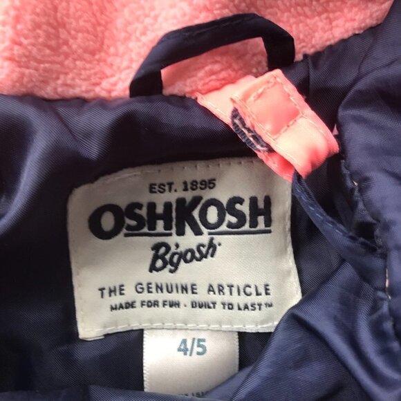 OSKKOSH Girl puffer & detachable inner reversible jacket, navy, pink Girls 4-5 - Picture 8 of 16
